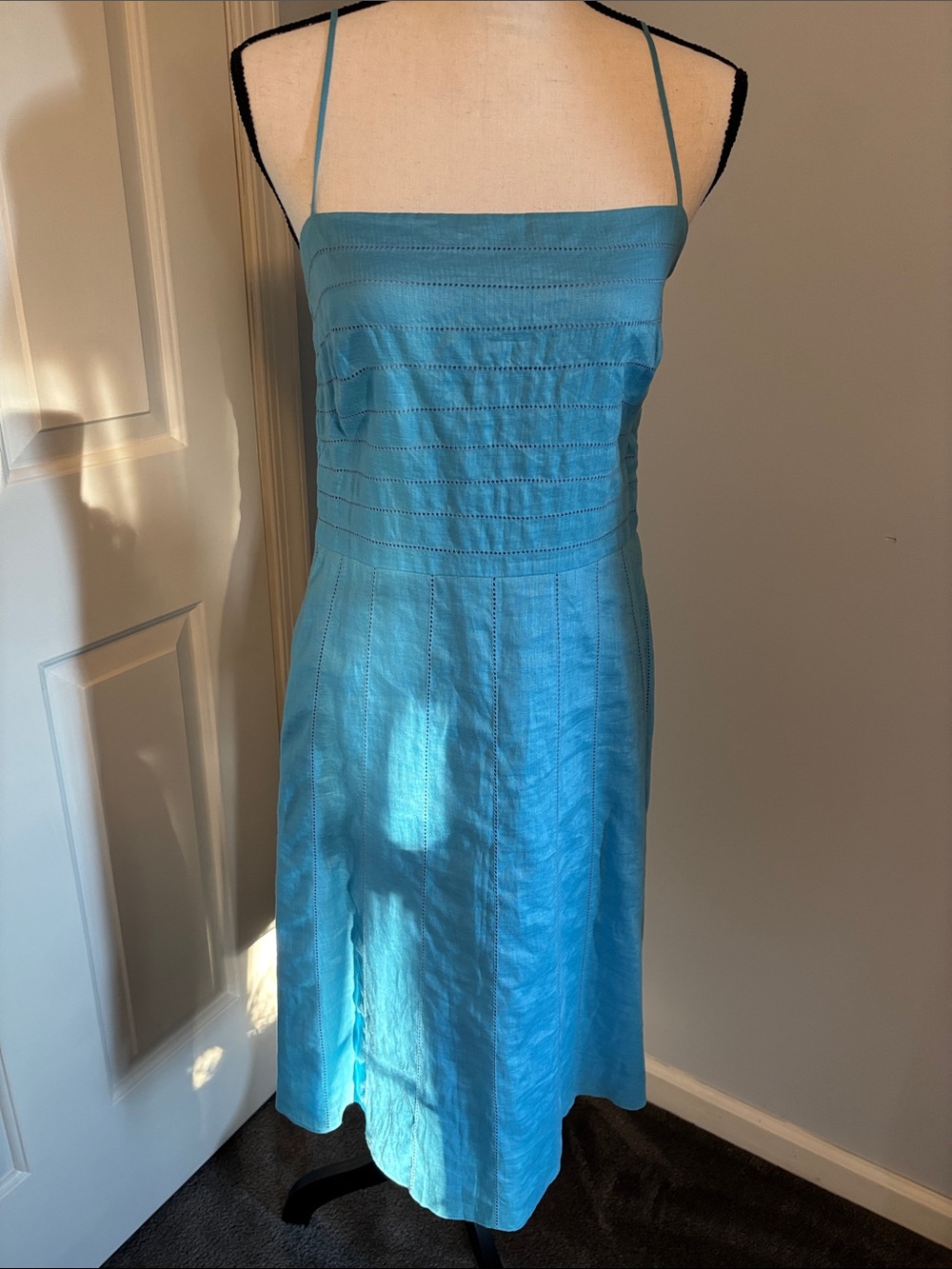 Sea Blue fully Lined Linen Dress Size 8
